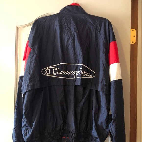 Champion Blue Red 1996 Atlanta Olympics USA Athletic Zip Windbreaker Jacket L - Picture 8 of 14